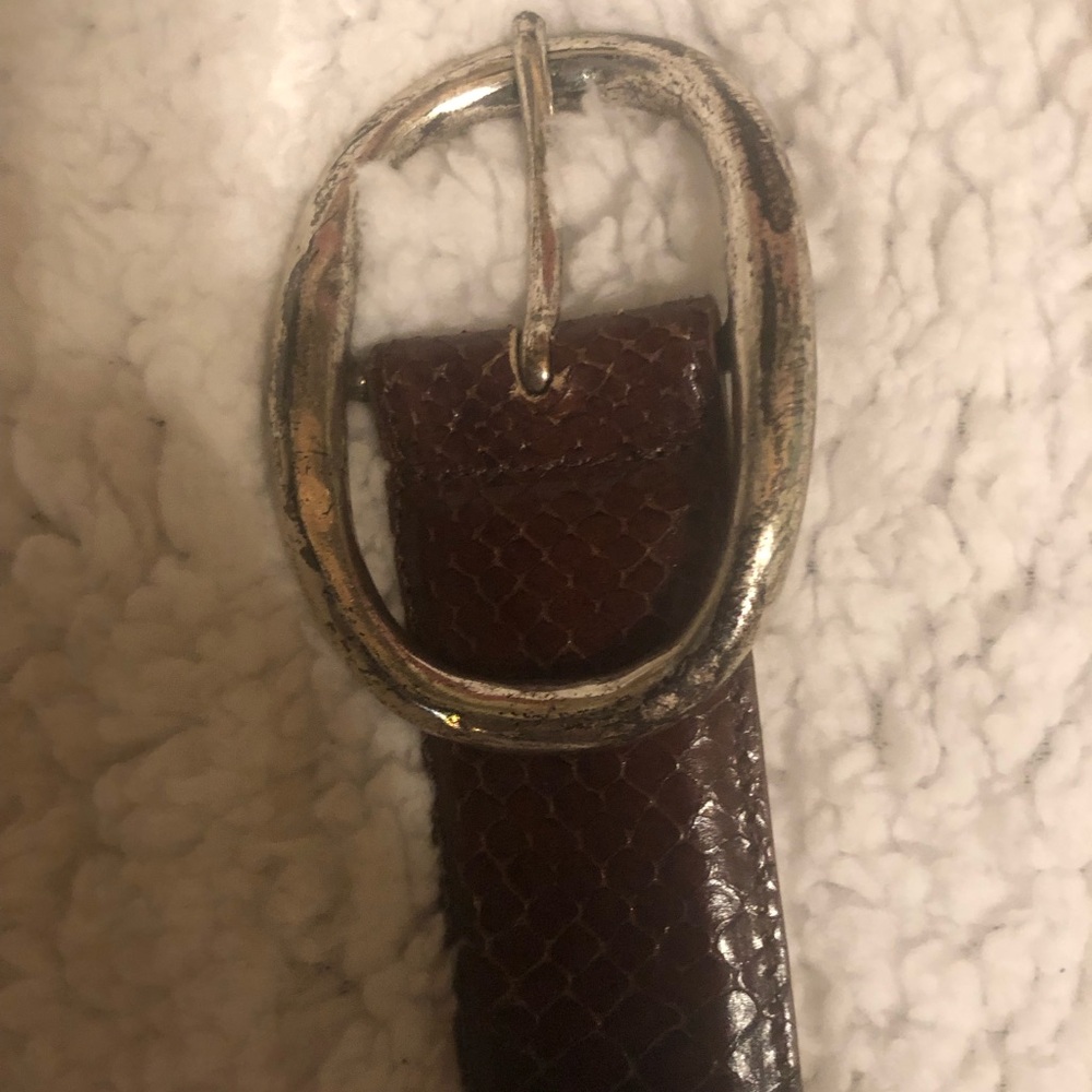 Streets Ahead Snakeskin Leather Belt Silver Buckle Women's Size Small